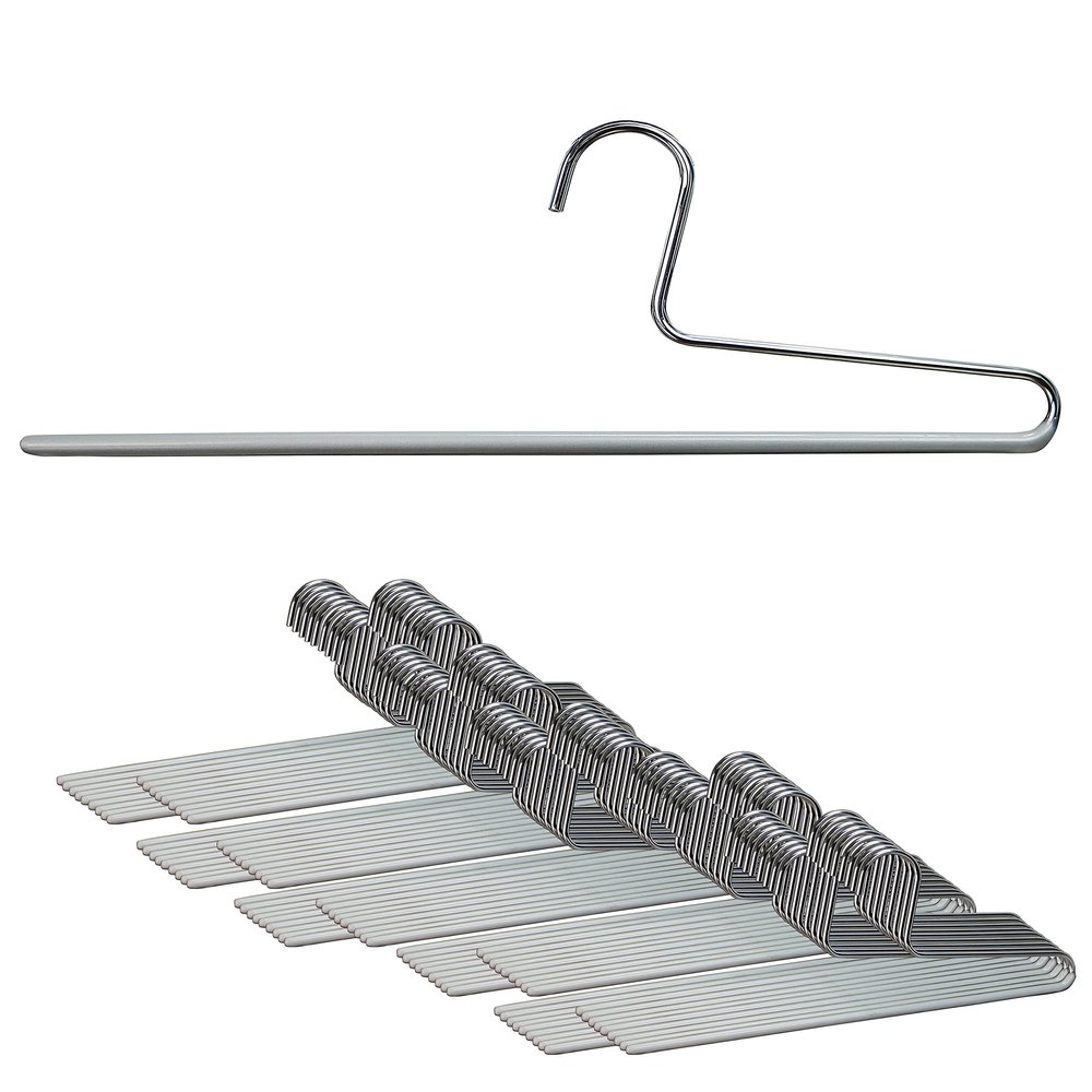 Mawa by Reston Lloyd Non-Slip Space Saving Clothes Hanger with Single Rod for Pants, Style KH/1, Set of 160, Silver