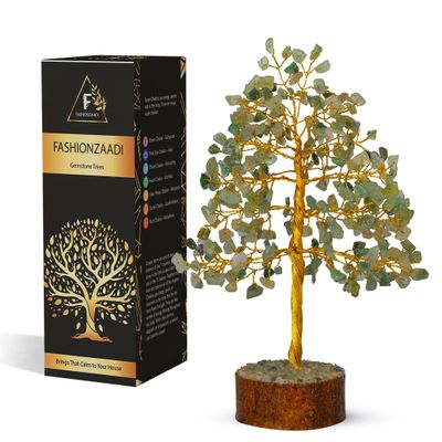 FASHIONZAADI Green Jade Crystal Tree of Life - Chakra Crystals Meditation Gifts - Feng Shui Office Decor - Spiritual Gifts for Home - Desk Decorations
