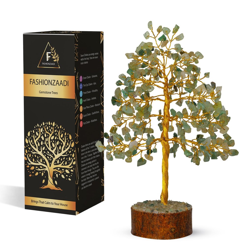 FASHIONZAADI Green Jade Crystal Tree of Life - Chakra Crystals Meditation Gifts - Feng Shui Office Decor - Spiritual Gifts for Home - Desk Decorations