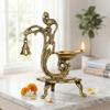 eSplanade - 8" - Peacock Diya with Bell - Lotus Shaped Round Brass Diya | Oil Lamp Deepam | Home Decor | Kuthu Vilakku | Oil Lamps for Home and Office view 1