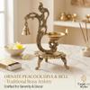 eSplanade - 8" - Peacock Diya with Bell - Lotus Shaped Round Brass Diya | Oil Lamp Deepam | Home Decor | Kuthu Vilakku | Oil Lamps for Home and Office view 2