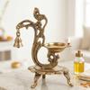 eSplanade - 8" - Peacock Diya with Bell - Lotus Shaped Round Brass Diya | Oil Lamp Deepam | Home Decor | Kuthu Vilakku | Oil Lamps for Home and Office view 3