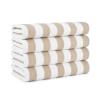 Arkwright California Cabana Stripe Beach Towel - Pack of 4, Large Soft Quick Dry 100% Cotton Terry Towels Set for Pool, Swim, and Hot Tub, Oversized 30 x 70 in, Beige view 1