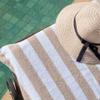 Arkwright California Cabana Stripe Beach Towel - Pack of 4, Large Soft Quick Dry 100% Cotton Terry Towels Set for Pool, Swim, and Hot Tub, Oversized 30 x 70 in, Beige view 3