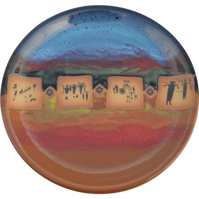 ALWAYS AZUL POTTERY La Fonda Salad Plate in Azulscape Glaze - Handmade Pottery Plates - Ceramic Dinnerware - Traditional Patterned Stoneware Platter - Home Made Table Dishware For Salads & More