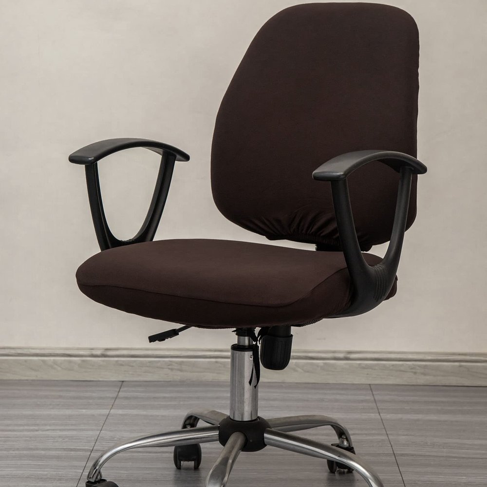 Melaluxe Computer Office Chair Covers, Protective & Stretchable Universal Chair Cover,Stretch Rotating Chair Slipcover (Coffee)