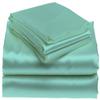 Bedify Bedding 100% Pure Silk Satin 7 Pcs Set of Duvet, 15 Inches Deep Pocket Fitted Sheet and Flat Sheet with Pillowcases Wrinkle Free Fade Resistant Soft Bed Sheets (Aqua Blue, California Queen) view 1