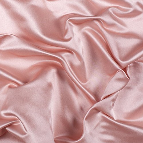 Bedify Bedding 100% Pure Silk Satin 7 Pcs Set of Duvet, 15 Inches Deep Pocket Fitted Sheet and Flat Sheet with Pillowcases Wrinkle Free Fade Resistant Soft Bed Sheets (Rose Pink, California Queen)