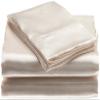 Bedify Bedding 100% Pure Silk Satin 7 Pcs Set of Duvet, 15 Inches Deep Pocket Fitted Sheet and Flat Sheet with Pillowcases Wrinkle Free Fade Resistant Soft Bed Sheets (Ivory, California Queen) view 1