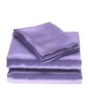 Bedify Bedding 100% Pure Silk Satin 7 Pcs Set of Duvet, 15 Inches Deep Pocket Fitted Sheet and Flat Sheet with Pillowcases Wrinkle Free Fade Resistant Soft Bed Sheets (Lilac, California Queen) view 1