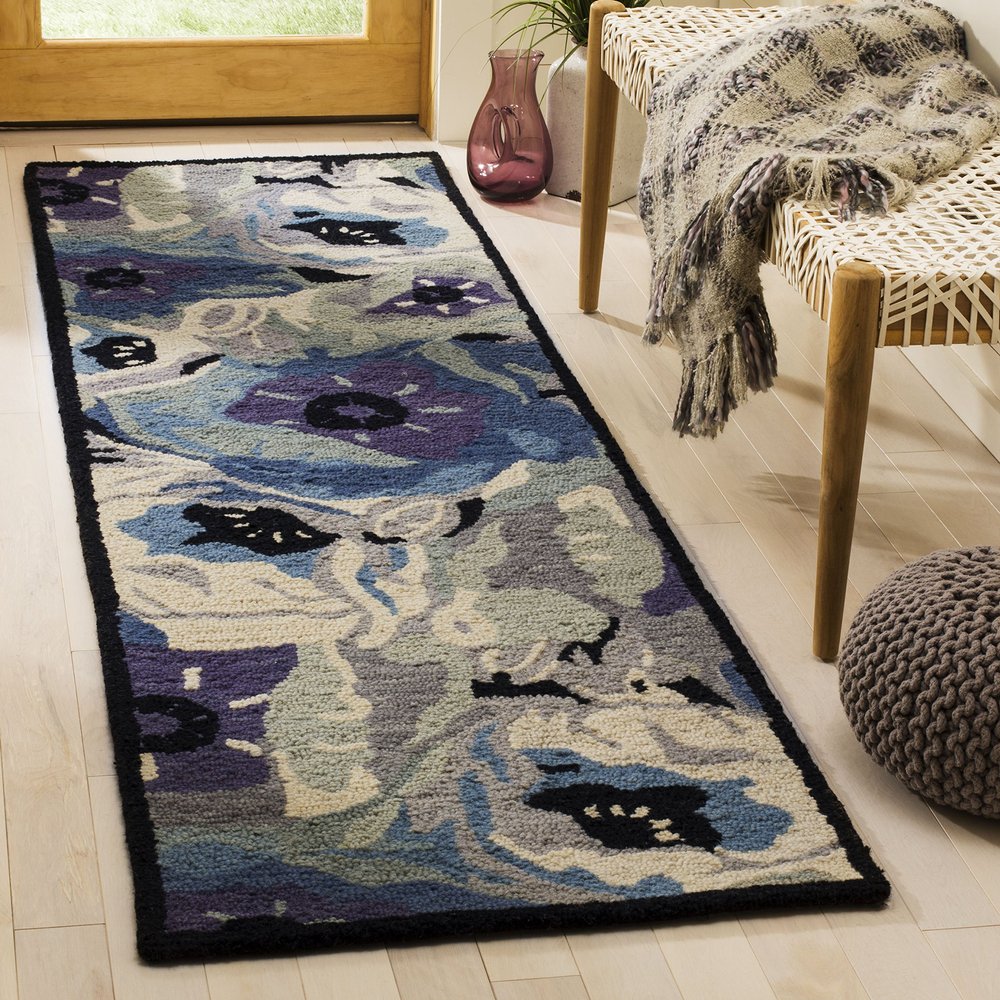 Martha Stewart x SAFAVIEH Area Rug Collection - 2'3" x 8' Runner, Blue, Handmade Wool, Ideal for Living Room, Bedroom, Foyer, Hallway (MSR4872B)