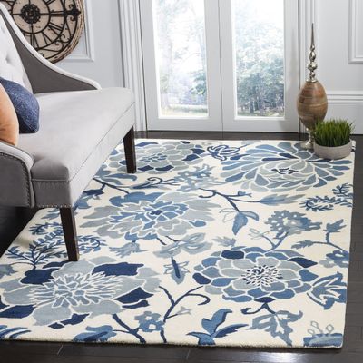 Martha Stewart x SAFAVIEH Area Rug Collection - 5' x 8', Azurite, Handmade Wool, Ideal for Living Room, Bedroom, Office, Dining Space (MSR4732A)
