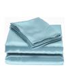 Bedify Bedding 100% Pure Silk Satin 7 Pcs Set of Duvet, 15 Inches Deep Pocket Fitted Sheet and Flat Sheet with Pillowcases Wrinkle Free Fade Resistant Soft Bed Sheets (Sky Blue, California Queen) view 1