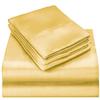 Bedify Bedding 100% Pure Silk Satin 7 Pcs Set of Duvet, 15 Inches Deep Pocket Fitted Sheet and Flat Sheet with Pillowcases Wrinkle Free Fade Resistant Soft Bed Sheets (Gold, California Queen) view 1