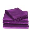 Bedify Bedding 100% Pure Silk Satin 7 Pcs Set of Duvet, 15 Inches Deep Pocket Fitted Sheet and Flat Sheet with Pillowcases Wrinkle Free Fade Resistant Soft Bed Sheets (Purple, California Queen) view 1