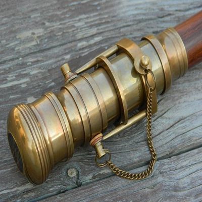Mahira Nautical BRASS Walking Cane,Brass Antique Stick Folding Telescope Wooden Nautical Gift Black BY