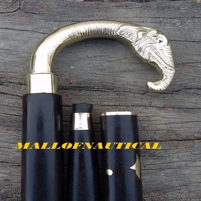 Mahira Nautical vintage Brass Elephant Head Handle Vintage Designer Walking Stick Cane Handle