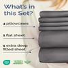 Extra Deep King Sheet Set - 6 Piece Breathable and Cooling Sheets - Hotel Luxury Bedding for Women, Men, Kids & Teens - Easy & Secure Fit - Soft, Wrinkle Free and Comfy w/ Extra Deep Pockets - Grey view 2