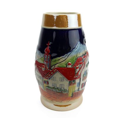 1 Liter | OktoberfestHaus Engraved Beer Mug Tankard German Alpine Scene With Edelweiss and Chalet German Gifts for Men Collectible Beer Steins and Germany Beer Mugs for Beer Lover Gift Idea
