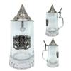 0.5 Liter | Beer Glass German Bayern Metal Medallion Bar Gifts for Men With Metal Lid Glass Mug by OktoberfestHaus view 2