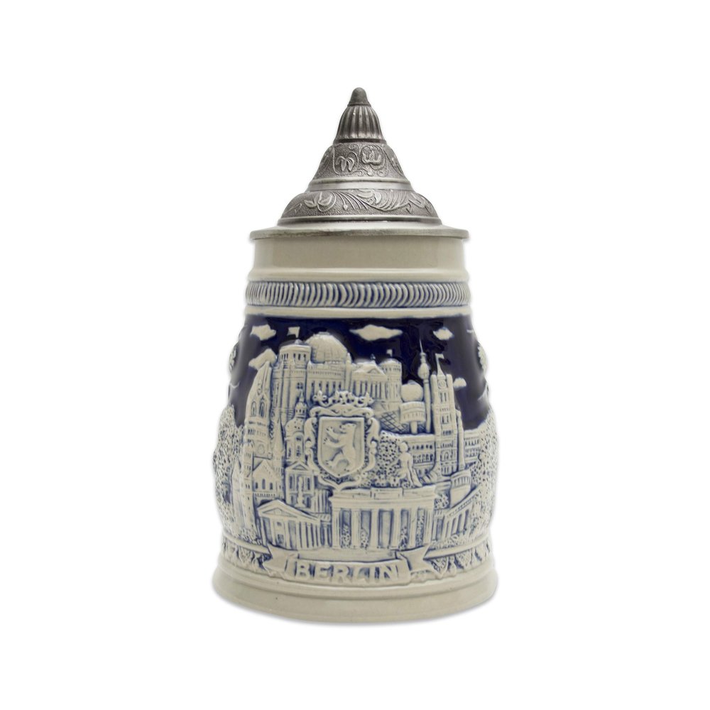 0.8 Liter | OktoberfestHaus German Beer Stein Souvenir With Landmarks Of Berlin Engraved Beer Mug With Metal Lid Beer Steins, Ceramic Steins, Beer Lover Gifts, German Beer Mug