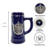0.75 Liter | OktoberfestHaus Beer Lover Gift Beer Stein Tankard Medieval German Adler (Eagle) Coat Of Arms With Germany On Metal Emblem Bier Krug Cobalt Blue Ceramic Mug view 2