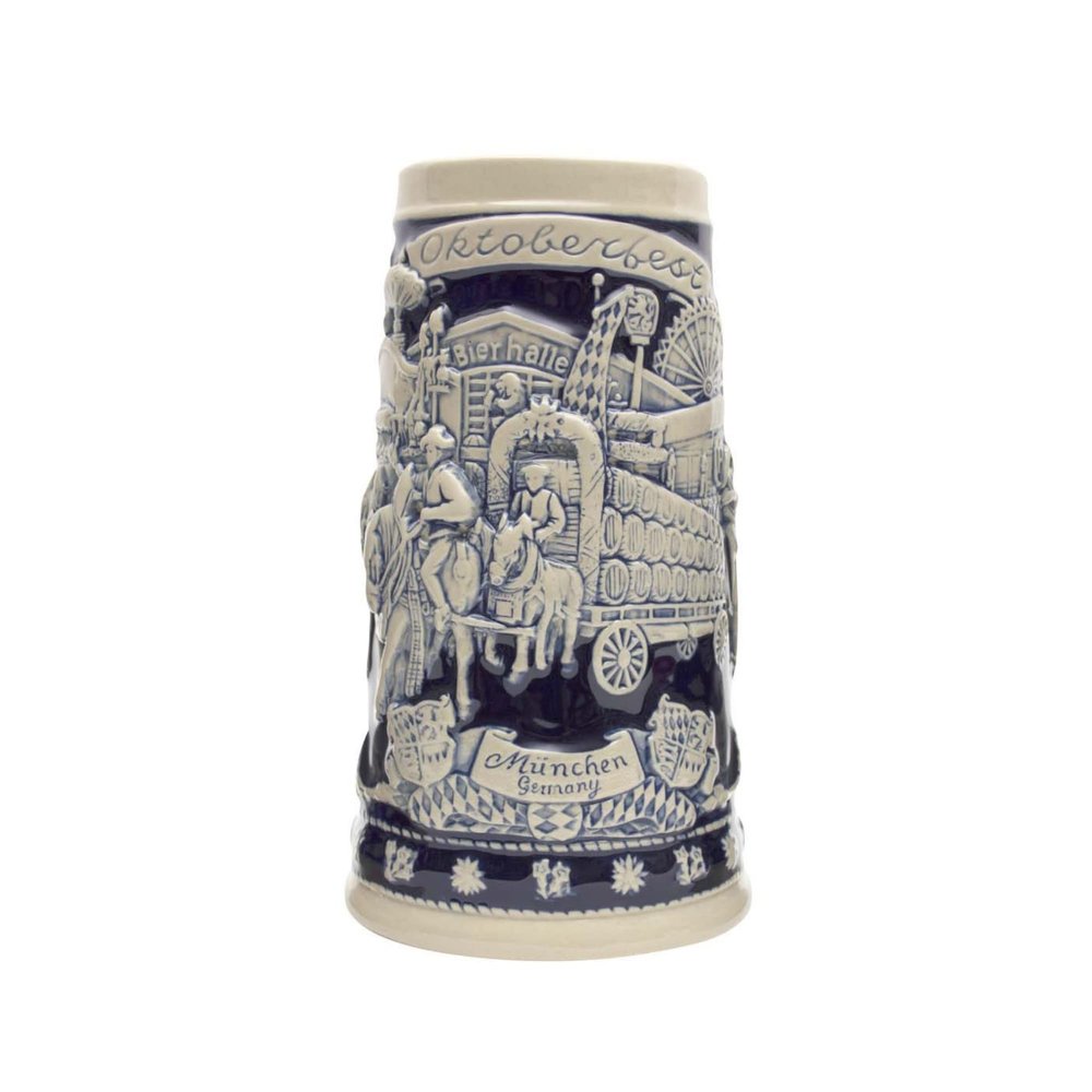0.7 Liter | OktoberfestHaus Oktoberfest Beer Stein Germany Festival Scene Munich, Beer Wagon and Hops Oktoberfest Items, and Octoberfest Beer Mug, and Oktoberfest Glasses for Party