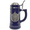 0.75 Liter | OktoberfestHaus Beer Lover Gift Beer Stein Tankard Medieval German Adler (Eagle) Coat Of Arms With Germany On Metal Emblem Bier Krug Cobalt Blue Ceramic Mug With Lid view 1