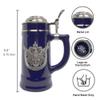 0.75 Liter | OktoberfestHaus Beer Lover Gift Beer Stein Tankard Medieval German Adler (Eagle) Coat Of Arms With Germany On Metal Emblem Bier Krug Cobalt Blue Ceramic Mug With Lid view 3