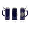 0.75 Liter | OktoberfestHaus Beer Lover Gift Beer Stein Tankard Medieval German Adler (Eagle) Coat Of Arms With Germany On Metal Emblem Bier Krug Cobalt Blue Ceramic Mug With Lid view 4