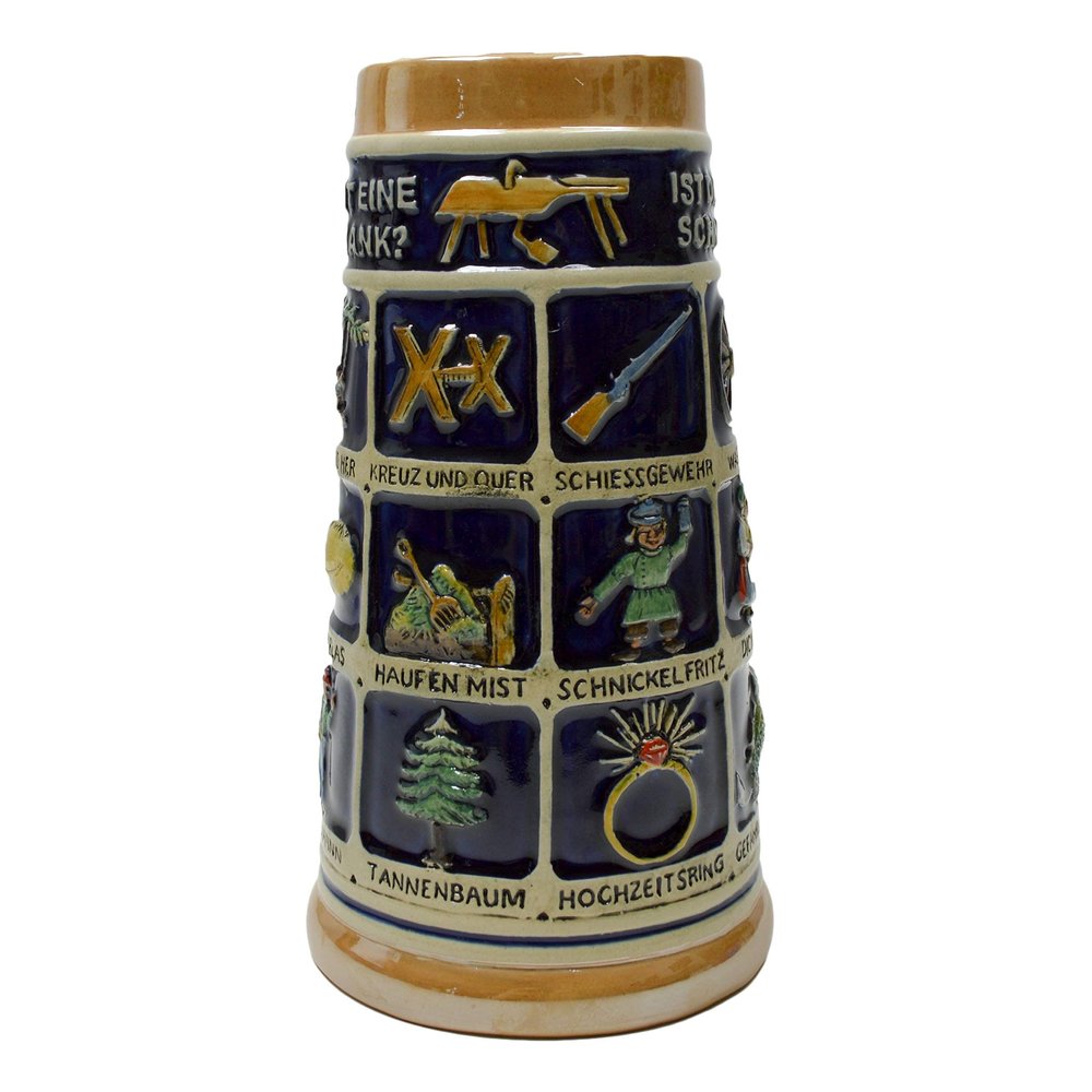 1 Liter | OktoberfestHaus German Beer Stein Schnitzelbank Song Engraved Beer Mug German Gifts for Men Collectible Beer Steins and Germany Beer Mugs for Beer Lover Gift Idea