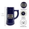 0.75 Liter | OktoberfestHaus Beer Lover Gift Beer Stein Tankard Medieval German Bavarian Coat Of Arms With Germany On Metal Emblem Bier Krug Cobalt Blue Ceramic Mug view 3