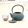 Frieling Arare Cast Iron Teapot with Stainless Steel Infuser - Teal, 40 Oz Cast Iron Tea Kettle with Infuser - Stovetop Kettle - Teapot Stovetop view 2