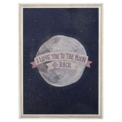 GreenBox Art + Culture Yellow Button Studio I Love You to The Moon - Pink 5 x 7 Framed Canvas, Rustic White