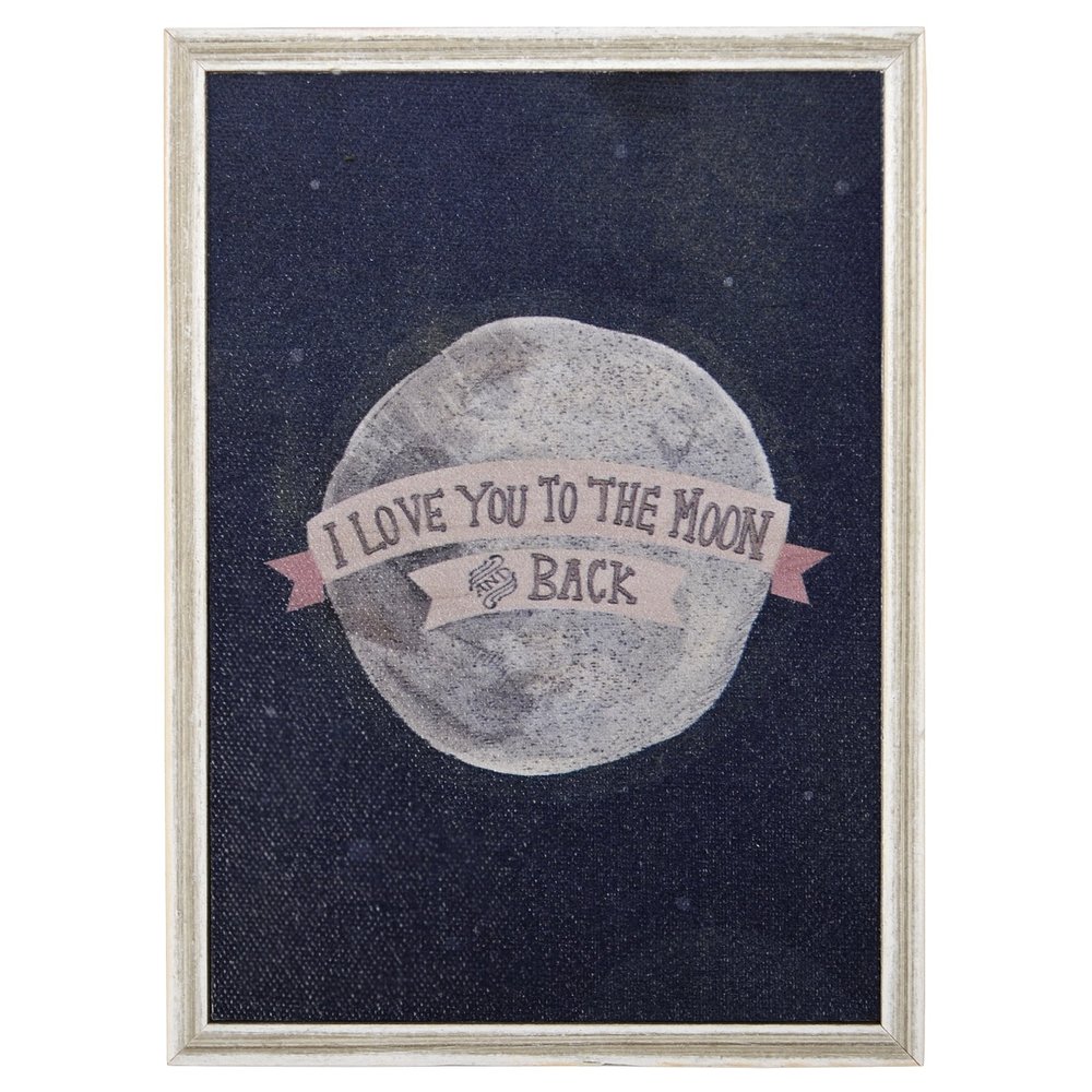 GreenBox Art + Culture Yellow Button Studio I Love You to The Moon - Pink 5 x 7 Framed Canvas, Rustic White