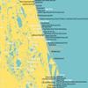 Florida Beaches Checklist Map 24x36 Poster (Marigold & Turquoise) view 2