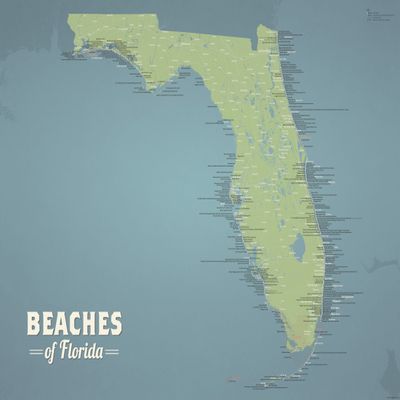 Florida's 400+ Beaches Map, 24x36 by Best Maps Ever