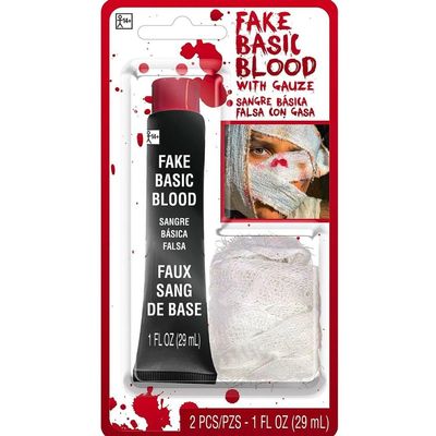 Realistic Blood with Gauze (1 oz) - Pack of 1 - Authentic Red Shade - Perfect for Halloween, Special Effects & Cosplay