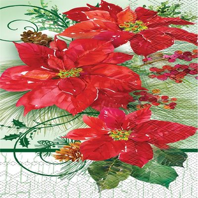 Boston International, Towel Guest Poinsettia Crackle, 16 Count