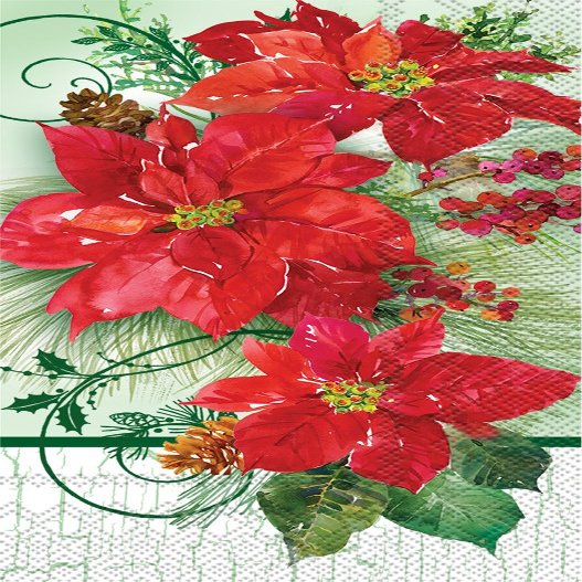 Boston International, Towel Guest Poinsettia Crackle, 16 Count