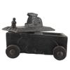 Indian Shelf 1 Piece Vocalforlocal Handmade Black Wooden Nandi Bull Sitting on Cart Design Spice Box Seasoning Masala Organizer Rack Jewellery Container view 1