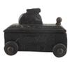 Indian Shelf 1 Piece Vocalforlocal Handmade Black Wooden Nandi Bull Sitting on Cart Design Spice Box Seasoning Masala Organizer Rack Jewellery Container view 3