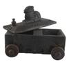 Indian Shelf 1 Piece Vocalforlocal Handmade Black Wooden Nandi Bull Sitting on Cart Design Spice Box Seasoning Masala Organizer Rack Jewellery Container view 1