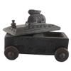 Indian Shelf 1 Piece Vocalforlocal Handmade Black Wooden Nandi Bull Sitting on Cart Design Spice Box Seasoning Masala Organizer Rack Jewellery Container view 1