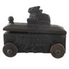 Indian Shelf 1 Piece Vocalforlocal Handmade Black Wooden Nandi Bull Sitting on Cart Design Spice Box Seasoning Masala Organizer Rack Jewellery Container view 2