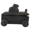 Indian Shelf 1 Piece Vocalforlocal Handmade Black Wooden Nandi Bull Sitting on Cart Design Spice Box Seasoning Masala Organizer Rack Jewellery Container view 3
