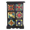 Indian Shelf 1 Piece Vocalforlocal Handmade Multicolor Wooden 6 Drawer Floral Pattern Spice Box Seasoning Masala Organizer Rack Jewellery Container view 1
