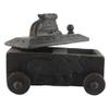 Indian Shelf 1 Piece Vocalforlocal Handmade Black Wooden Nandi Bull Sitting on Cart Design Spice Box Seasoning Masala Organizer Rack Jewellery Container view 1