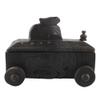 Indian Shelf 1 Piece Vocalforlocal Handmade Black Wooden Nandi Bull Sitting on Cart Design Spice Box Seasoning Masala Organizer Rack Jewellery Container view 2
