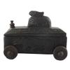 Indian Shelf 1 Piece Vocalforlocal Handmade Black Wooden Nandi Bull Sitting on Cart Design Spice Box Seasoning Masala Organizer Rack Jewellery Container view 3